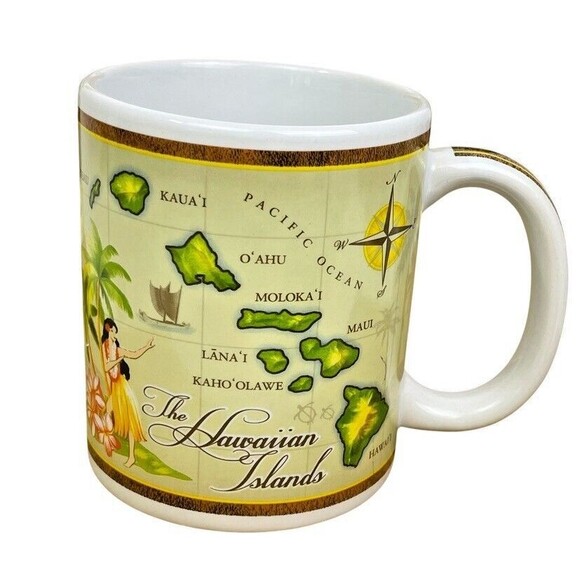 Hawaiian Island Heritage Vintage Map Hula Girl Travel Ocean 2013 Coffee Mug - Picture 5 of 9
